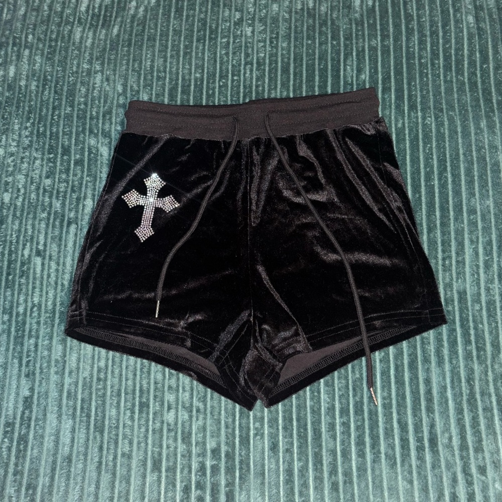 Women’s SHEIN Velvet Jeweled Shorts